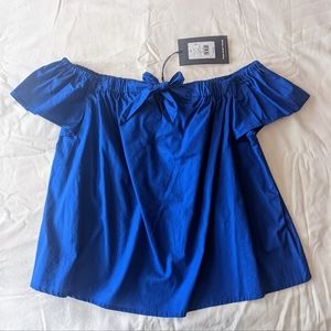 NWT!!! Who What Wear, Size Medium - Royal Blue Off the Shoulder Cotton Top